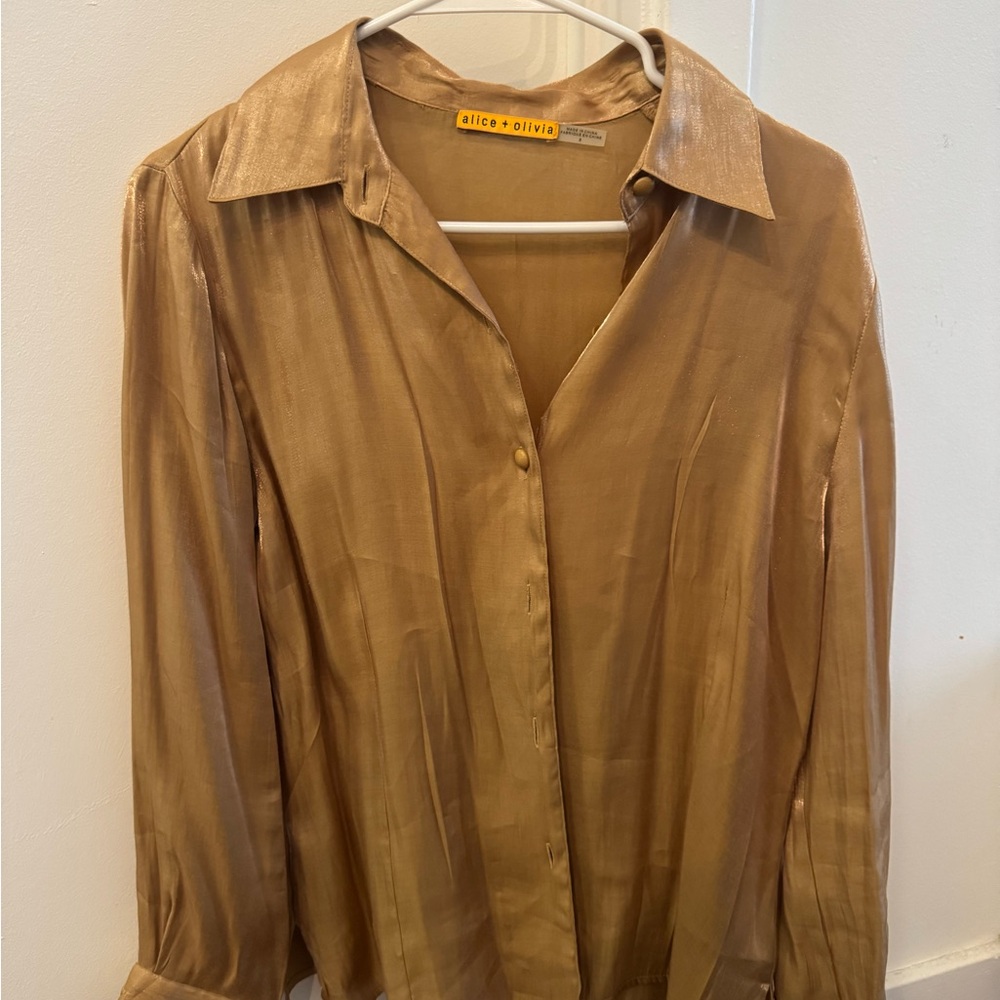Alice + Olivia Shimmering Gold Top